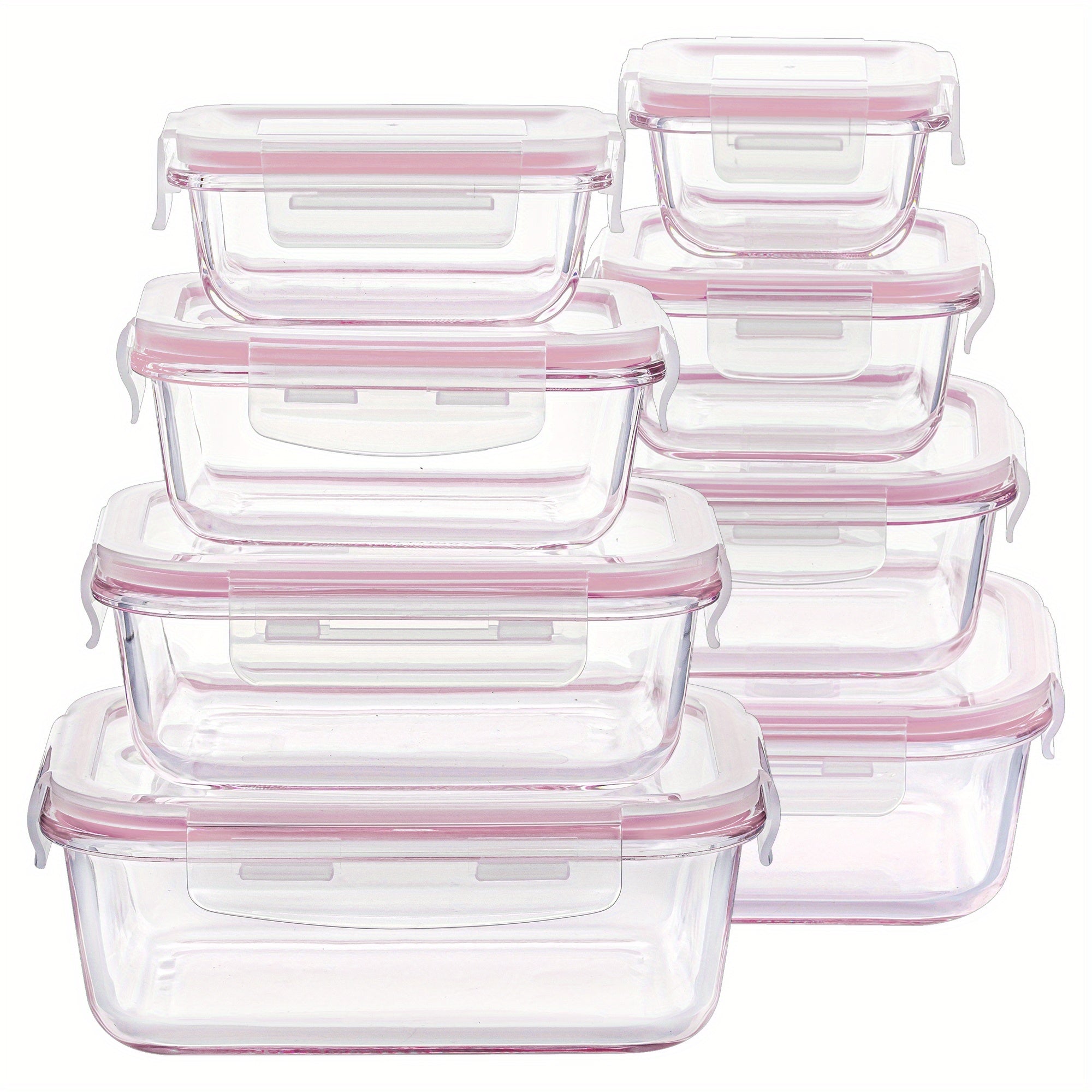 [8 Pack Grass Green Food Tubs] 8 Pack Grass Green Food & Dish Transport-Bus Tubs | Glass Food Storage Containers with Airtight Lids, Meal Prep Containers