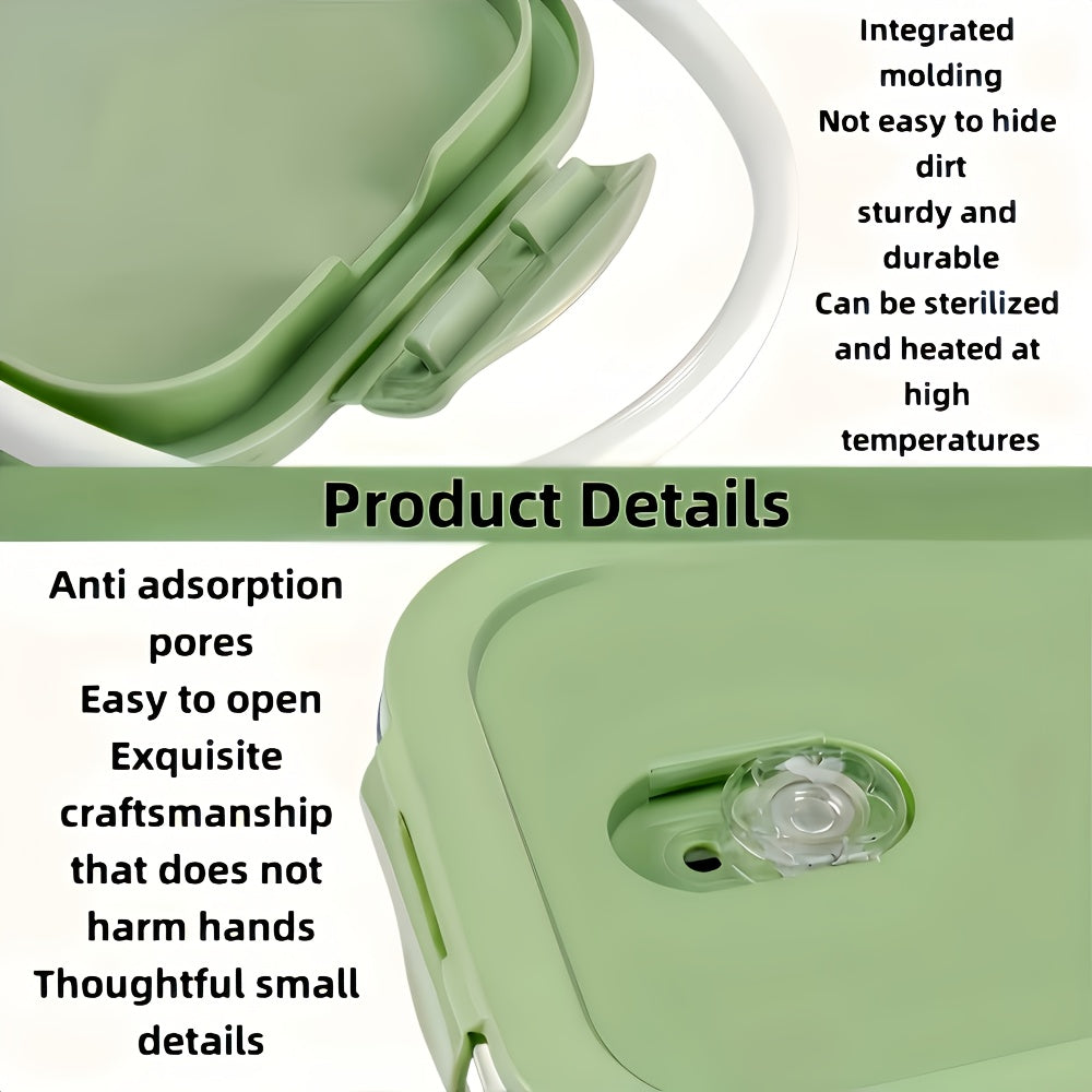 1pc Green Rectangular 35.17oz Borosilicate Thickened Glass Food Storage Container Leak-Proof, Healthy and Safe, Microwave and Oven Heatable, Refrigerator Freezer, Built-in Silicone Ring with Four-Side Locking Dual Seal, Airtight Lid, Stackable, Reusable