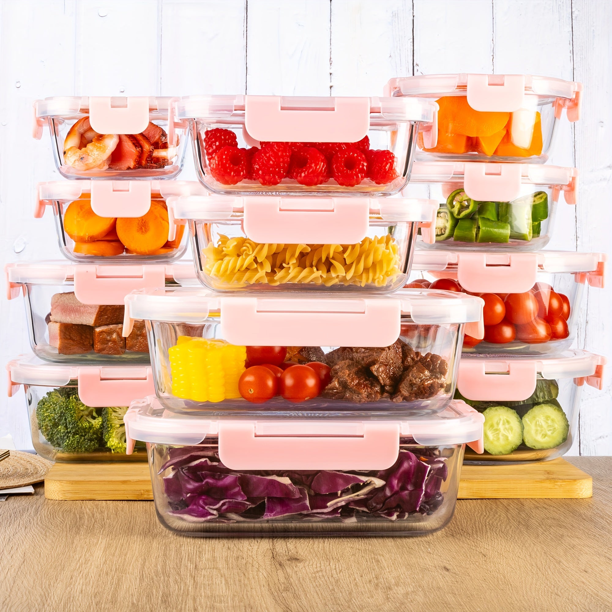 12 Pack (12 Containers + 12 Lids) Glass Storage Containers with Lids, Leak-Proof Meal Prep Containers, Dishwasher, Microwave, Oven, Freezer Safe Glass Food Storage Containers for Leftovers, to Go