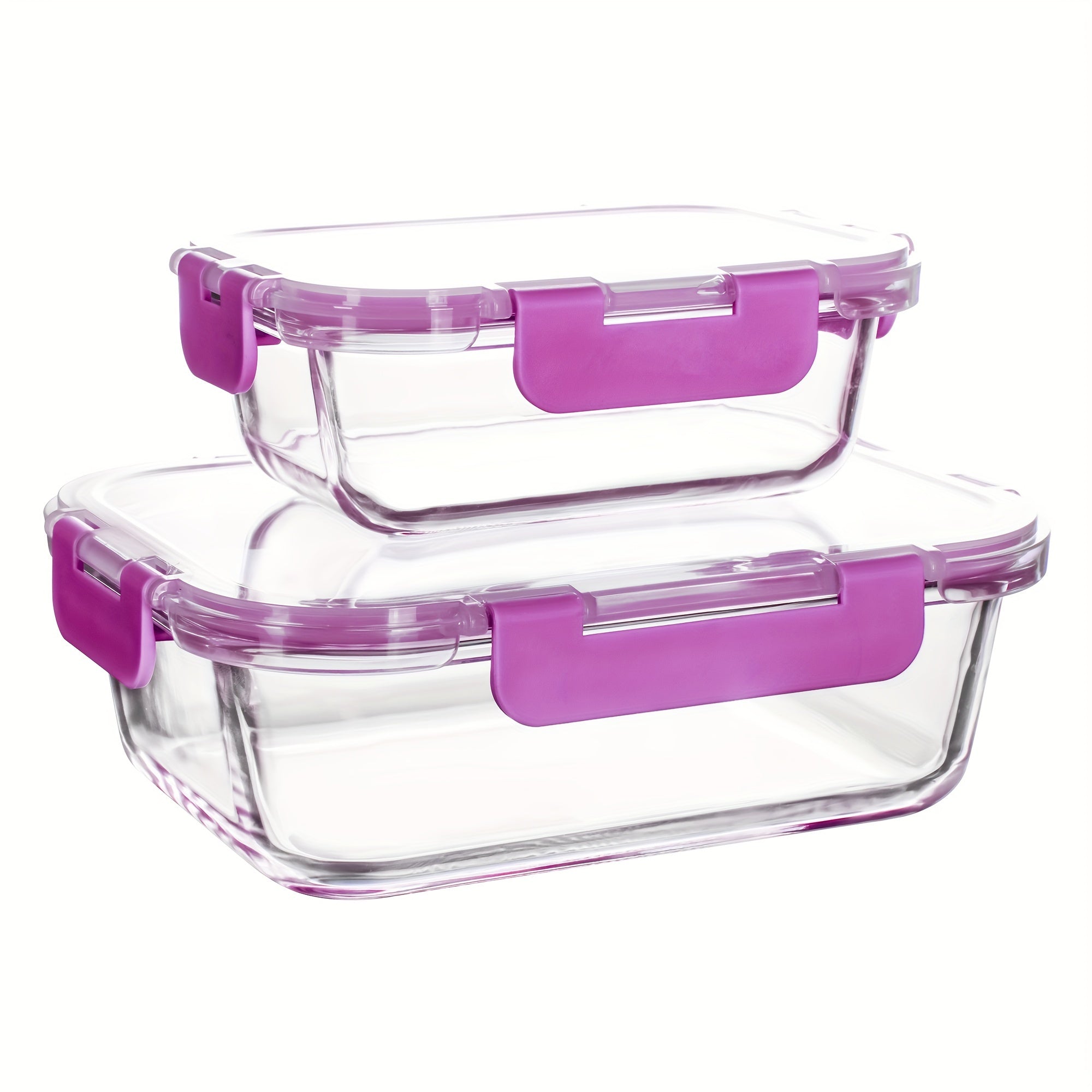 2 Pack Glass Food Storage Containers With Airtight Lids, Ideal For Meal Prep, Lunches - Microwave And Dishwasher Safe
