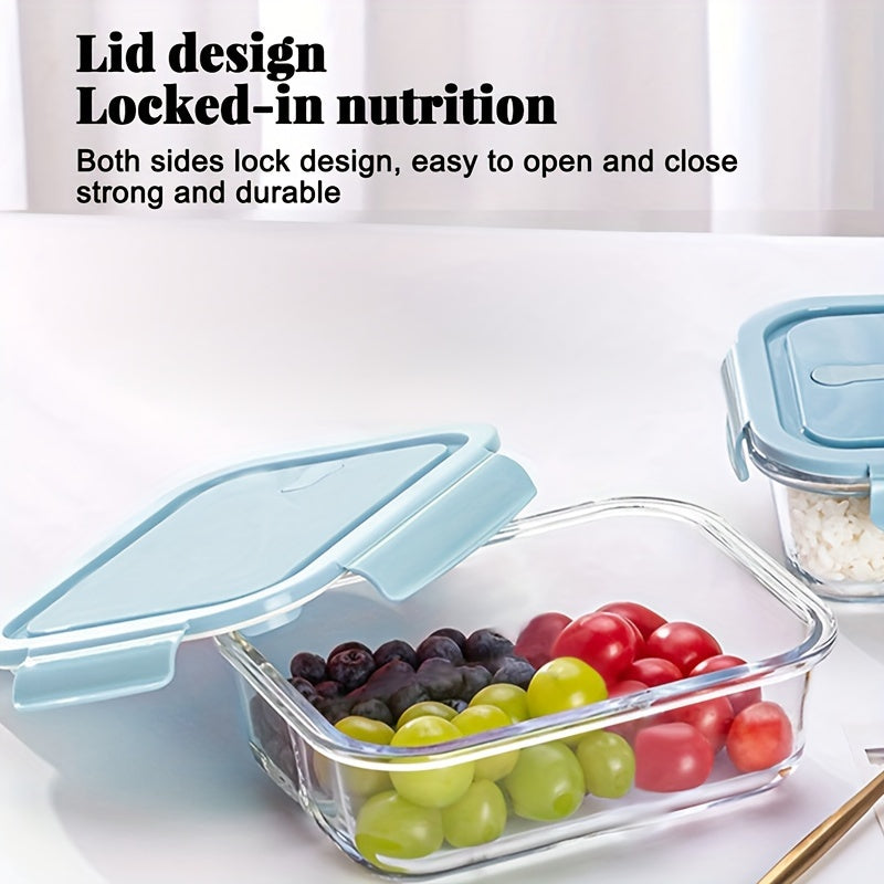 Microwave & Freezer Safe Glass Lunch Box with Silicone Seal - Leakproof Bento Box for School, Office, Camping & Picnics