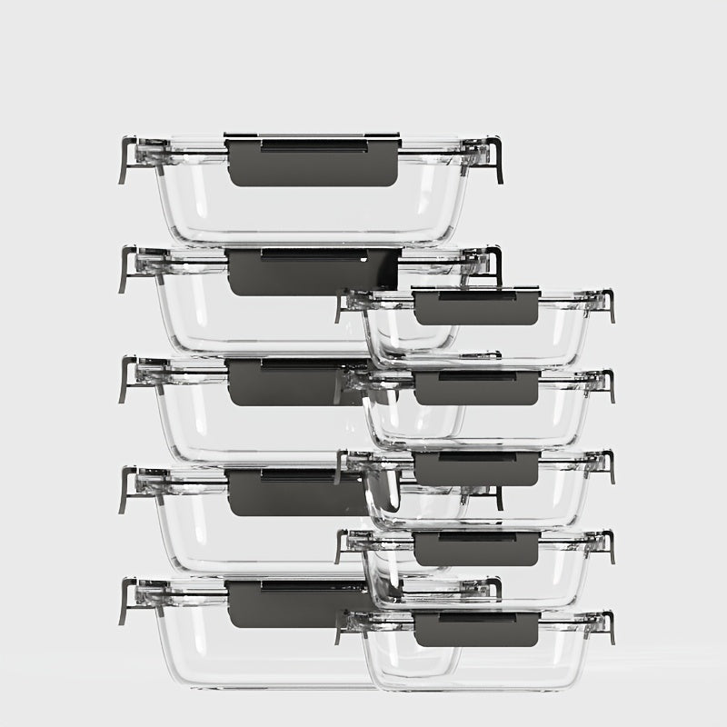 21pcs Glass Food Storage Containers with Leak-Proof Lids - Microwave, Oven, Freezer & Dishwasher Safe - Airtight Stackable Bowls with Flip-Top Lids - Clear Glass Lunch Containers for Meal Prep, Leftovers, Kitchen - Ideal Kitchen Gift for Home Cooks,