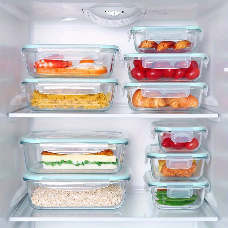 1pc Borosilicate Glass Lunch Box with Lid - Microwave & Dishwasher Safe Rectangular Food Storage Container for Students, Office Workers & Meal Prep - Leak-Proof, Stackable & Oven Safe (Freezer Friendly)