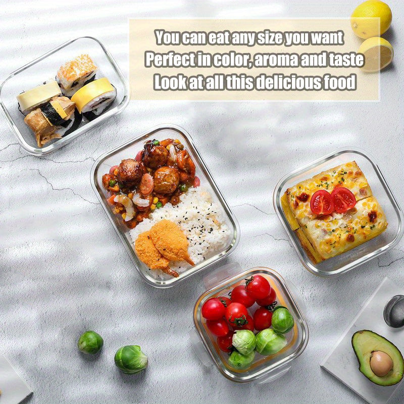 16pcs Glass food storage container, suitable for pre-meal preparation, sealed bento box, kitchen refrigerator crisper with leak-proof lock lid, suitable for microwave, lunch box, oven, refrigerator and dishwasher