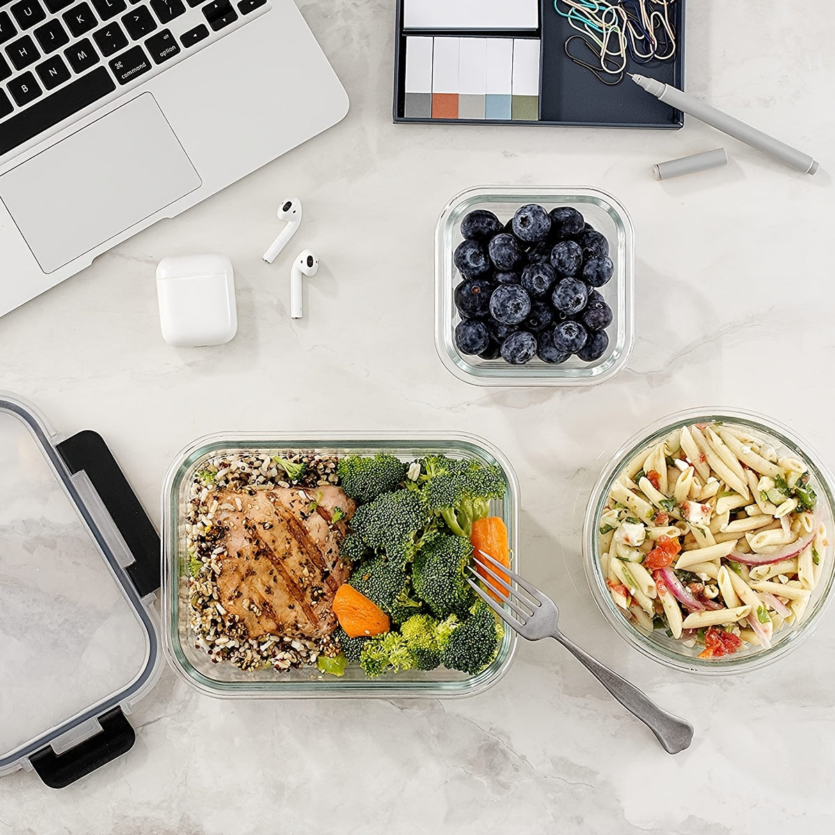 [24pcs Kitchen Organizer] 12 Sealed, Frozen Food Storage Boxes And 12 Lids, 24pcs Kitchen Organizer, Lunch Glass Lunch Box, Airtight Leak Proof Glass Storage Box With Lid Kitchen Storage Utensils, Holiday Gifts