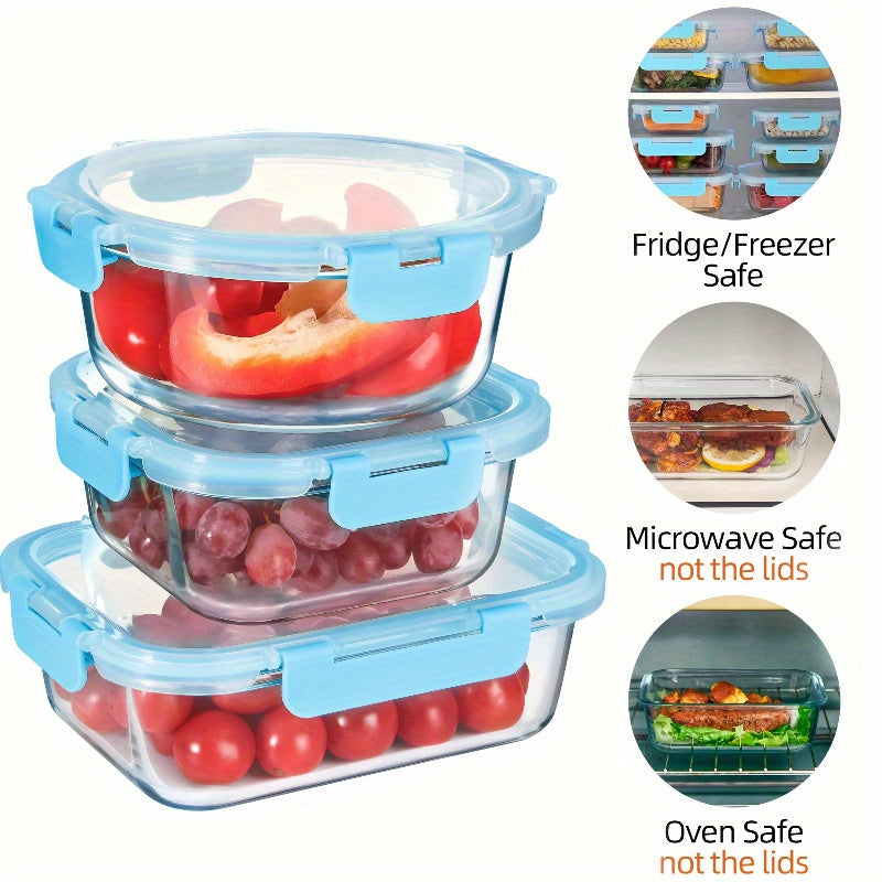 24pcs Airtight Glass Food Storage Containers with Lids - Stackable, Microwave-Safe, Reusable Rectangular Containers for Meal Prep, Salads, Fruits & Vegetables - Perfect for Home & Office Use, Glass Food Storage