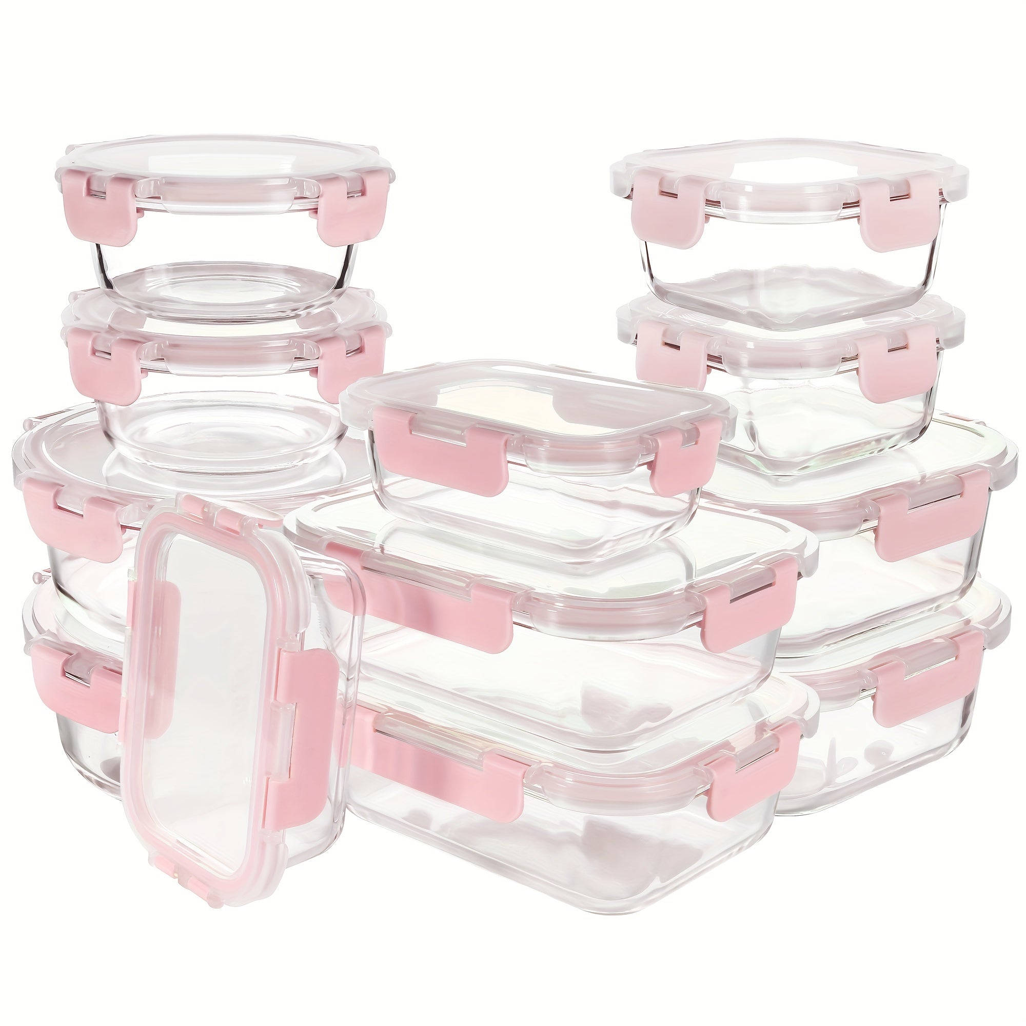 24pcs Airtight Glass Food Storage Containers with Lids - Stackable, Microwave-Safe, Reusable Rectangular Containers for Meal Prep, Salads, Fruits & Vegetables - Perfect for Home & Office Use, Glass Food Storage