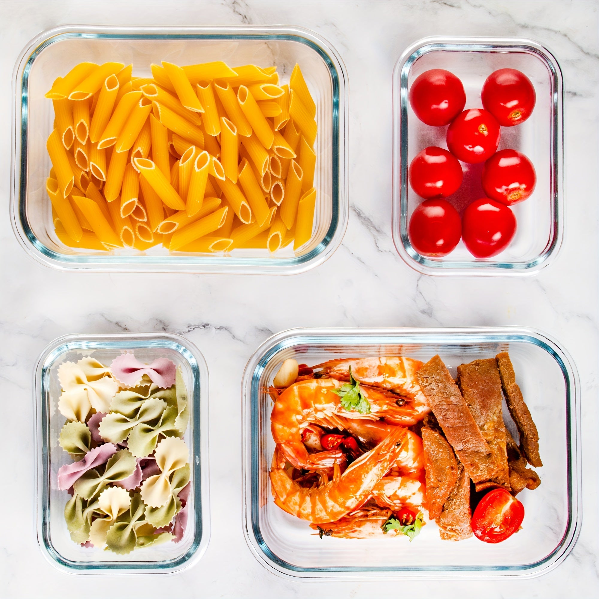 24pcs Airtight Glass Food Storage Containers with Lids - Stackable, Microwave-Safe, Reusable Rectangular Containers for Meal Prep, Salads, Fruits & Vegetables - Perfect for Home & Office Use, Glass Food Storage