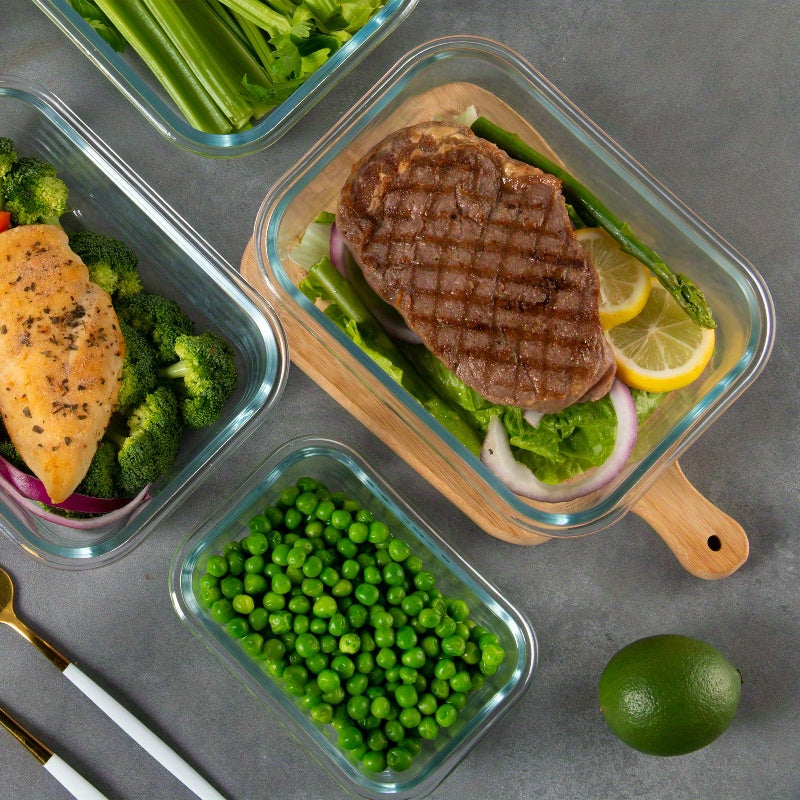 24pcs Airtight Glass Food Storage Containers with Lids - Stackable, Microwave-Safe, Reusable Rectangular Containers for Meal Prep, Salads, Fruits & Vegetables - Perfect for Home & Office Use, Glass Food Storage