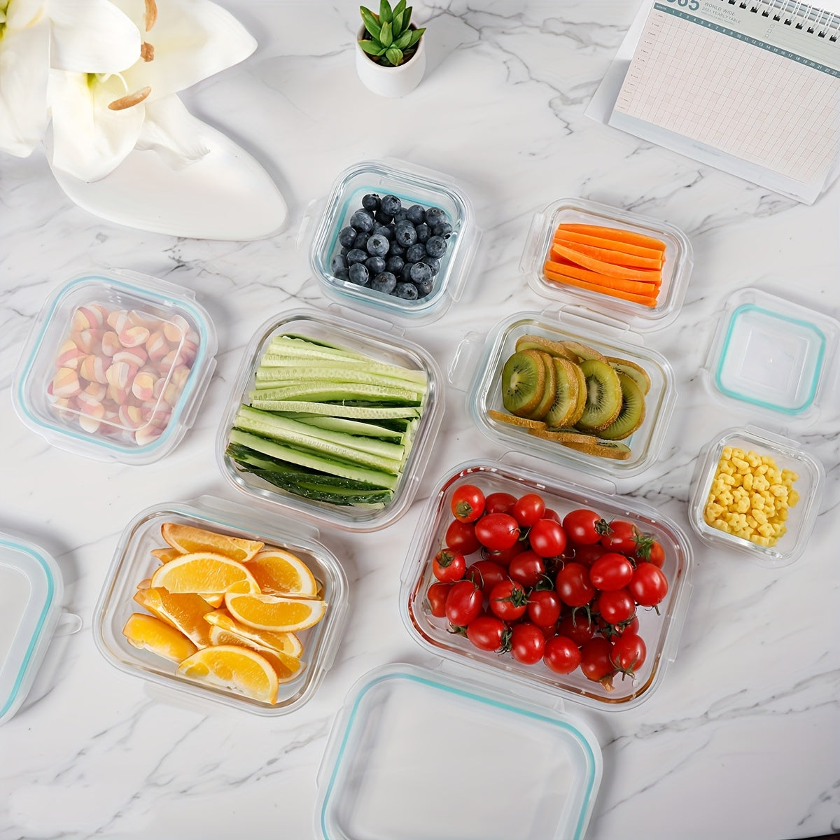 8/16pcs Storage Containers, Reusable Glass Freshness Boxes, Leak Proof Glassware Sets, Tableware Sets For Storing Fruits, Vegetables, Sandwiches, And Three Meals A Day