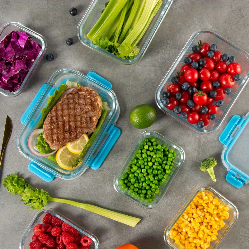 24pcs Airtight Glass Food Storage Containers with Lids - Stackable, Microwave-Safe, Reusable Rectangular Containers for Meal Prep, Salads, Fruits & Vegetables - Perfect for Home & Office Use, Glass Food Storage