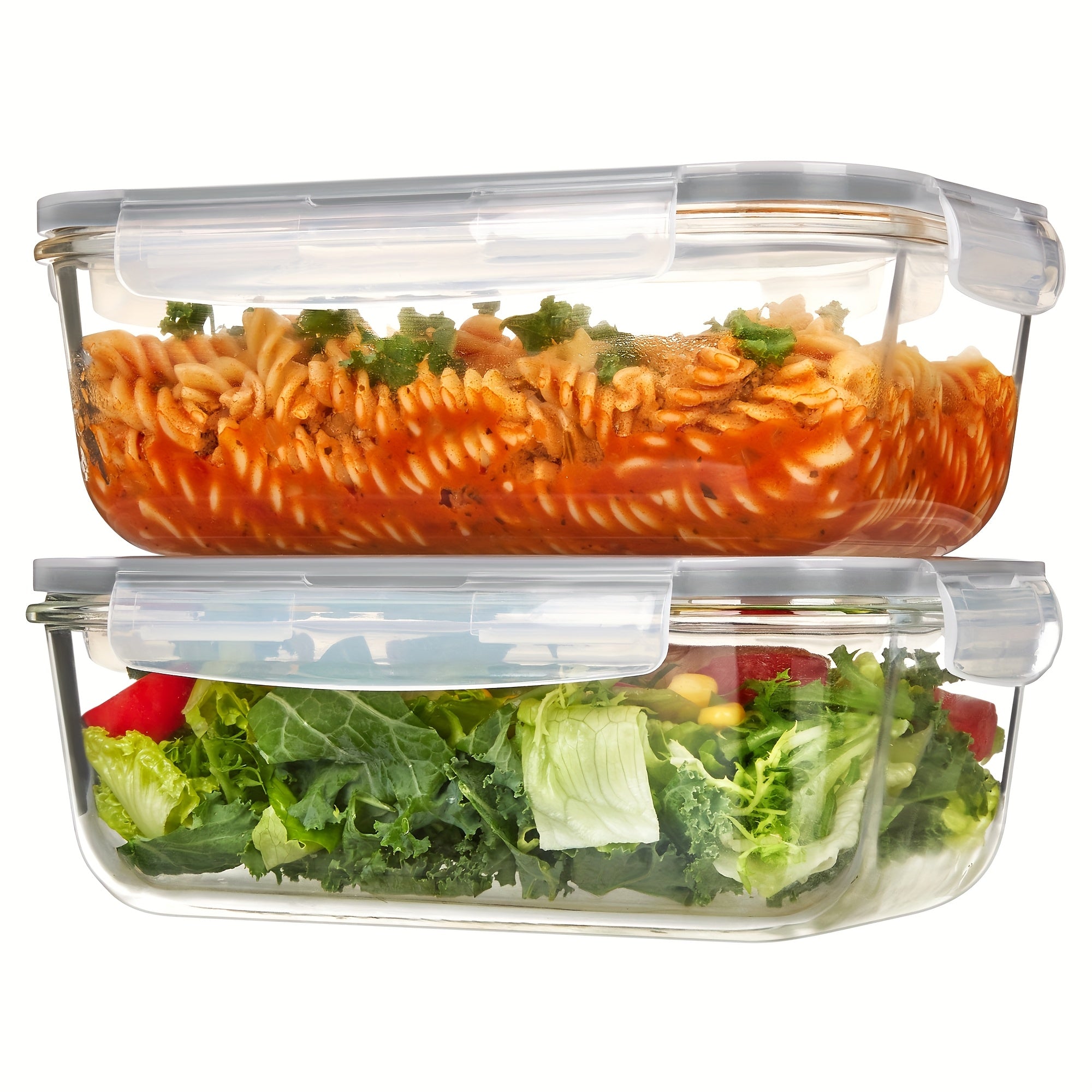 [Airtight Glass Containers] Vtopmart 2Pack Large Glass Storage Containers | 1860ml/ 63oz Meal Prep Food Container Set With Snap Airtight Lid For Baking, Microwave, Oven, Leak Proof, For Freezer, Dishwasher