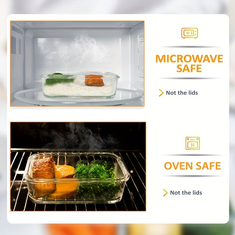 [20pcs Glass Crisper Set] 20pcs Large Capacity Food Grade Glass Crisper Set | Reusable Food Storage Box with Lid for Microwave, Refrigerator, Heating, Freezing, Storage, Pre-meal Preparation | 10 LIDS + 10 Glass Bowls, No Electricity Required