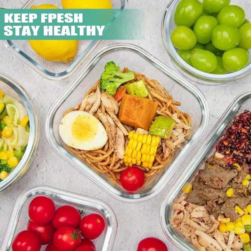 16pcs Glass food storage container, suitable for pre-meal preparation, sealed bento box, kitchen refrigerator crisper with leak-proof lock lid, suitable for microwave, lunch box, oven, refrigerator and dishwasher