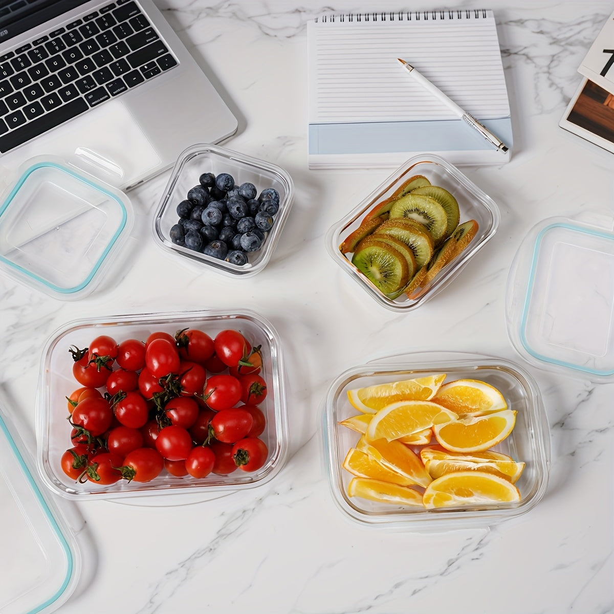8/16pcs Storage Containers, Reusable Glass Freshness Boxes, Leak Proof Glassware Sets, Tableware Sets For Storing Fruits, Vegetables, Sandwiches, And Three Meals A Day