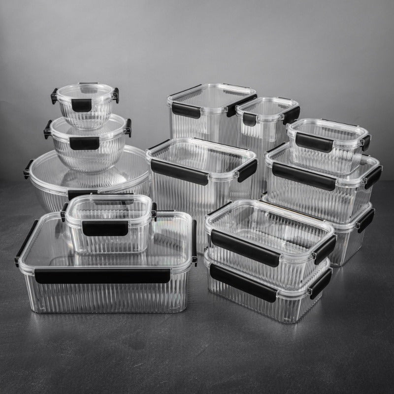 2pcs Clear Glass Food Storage Containers with Black Handles - Airtight, Microwave-Safe, Perfect for Cakes, Cookies, and More - Stackable Design for Easy Organization, Cake Storage|Stackable Containers|Secure Lid Closure, Cake Storage Containers