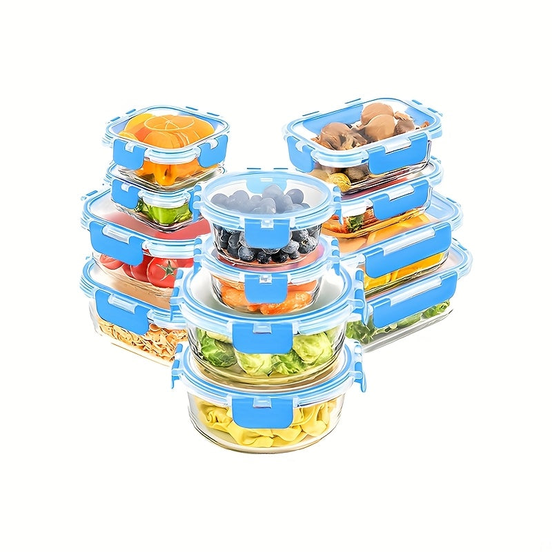 [24pcs Glass Food Storage] 24pcs (12 Glass Bowls +12 LIDS) Reusable Glass Food Storage Containers | Coffee Capsule Storage Boxes, Bento Boxes For Refrigerators, Dishwashers, Office, School, Camping | Kitchen Gifts
