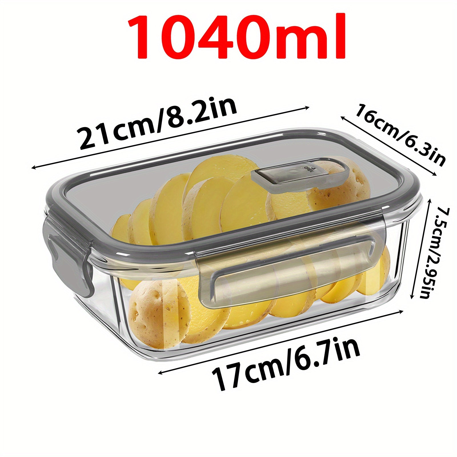 1pc Glass Lunch Box Set with Lid (Grey) - Borosilicate Glass Lunch Box, Baking Container with Snap Airtight Lids for Microwave, Glass Food Container, Microwave and Dishwasher Safe, Rectangular Food Storage Container for Students and Office Workers