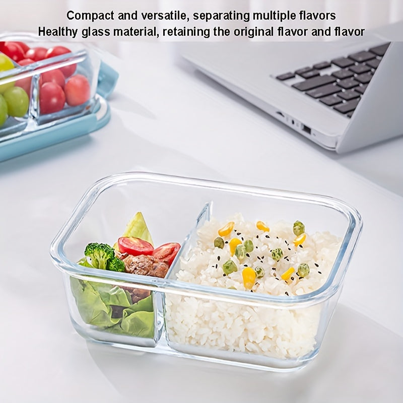 Microwave & Freezer Safe Glass Lunch Box with Silicone Seal - Leakproof Bento Box for School, Office, Camping & Picnics