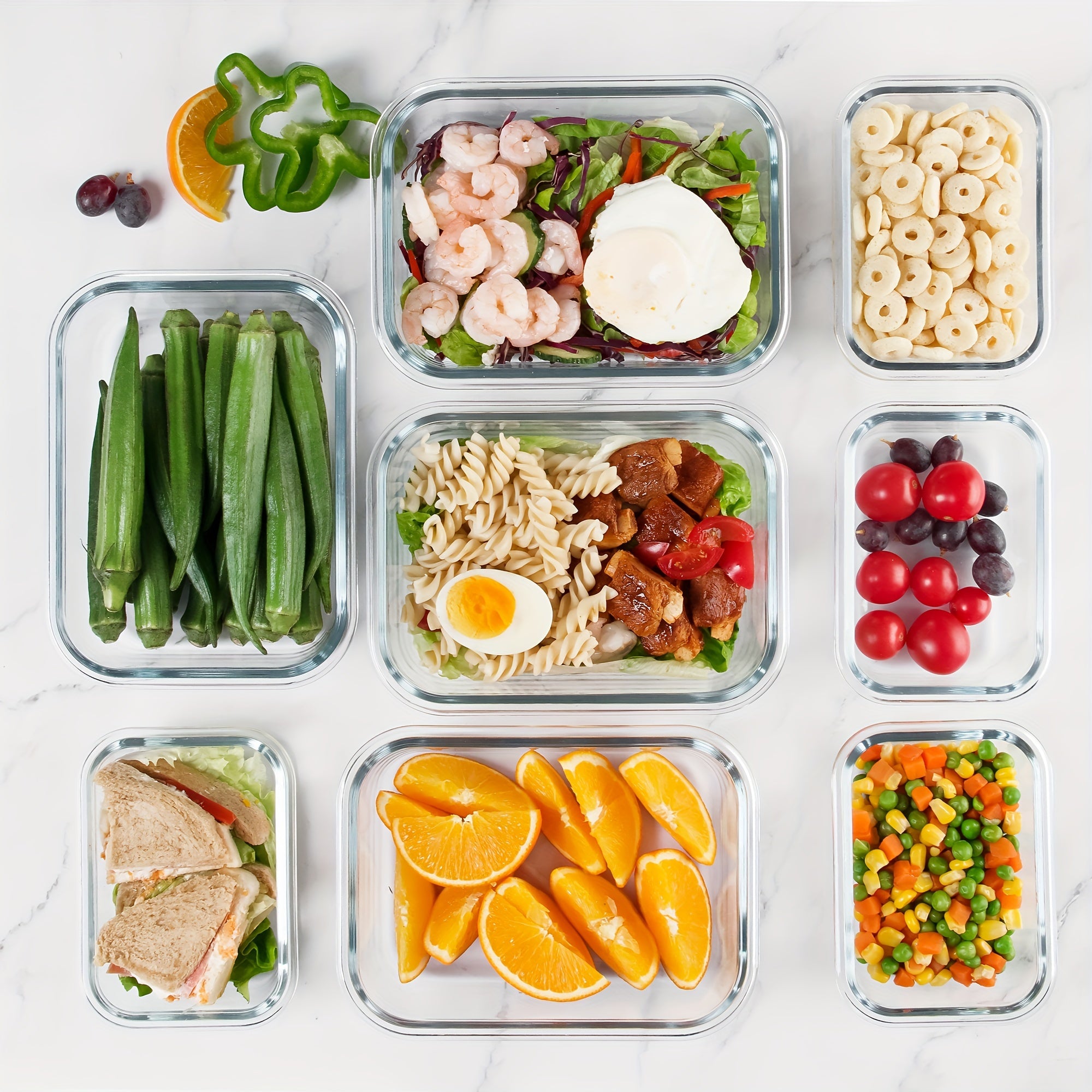[10-PACK] High Borosilicate Glass Meal Prep Containers Set, Food Storage Containers with Airtight Leakproof Lids, for Home Kitchen Office Lunch, Dark Purple