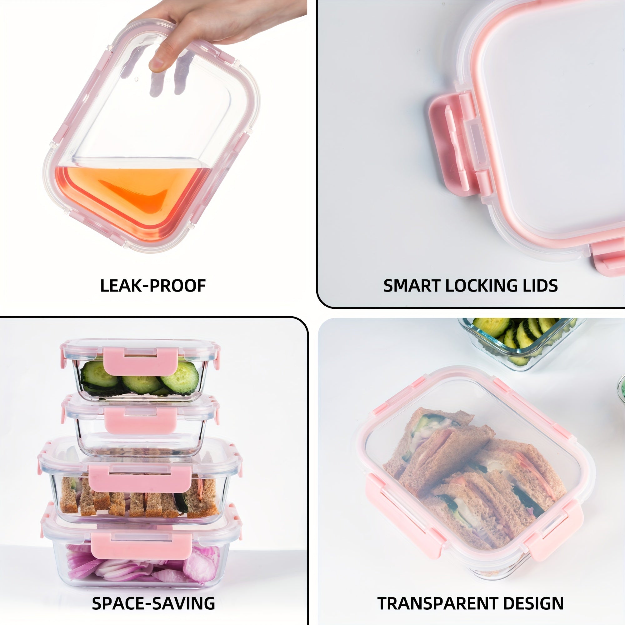 [12-PACK] High Borosilicate Glass Food Storage Containers Set, Glass Food Meal Prep Containers With Leakproof Airtight Lids, Perfect For Home Kitchen Office Lunch Portion Control