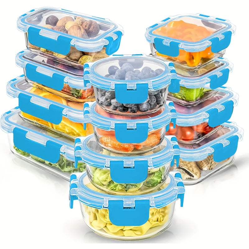 [24pcs Glass Food Storage] 24pcs (12 Glass Bowls +12 LIDS) Reusable Glass Food Storage Containers | Coffee Capsule Storage Boxes, Bento Boxes For Refrigerators, Dishwashers, Office, School, Camping | Kitchen Gifts