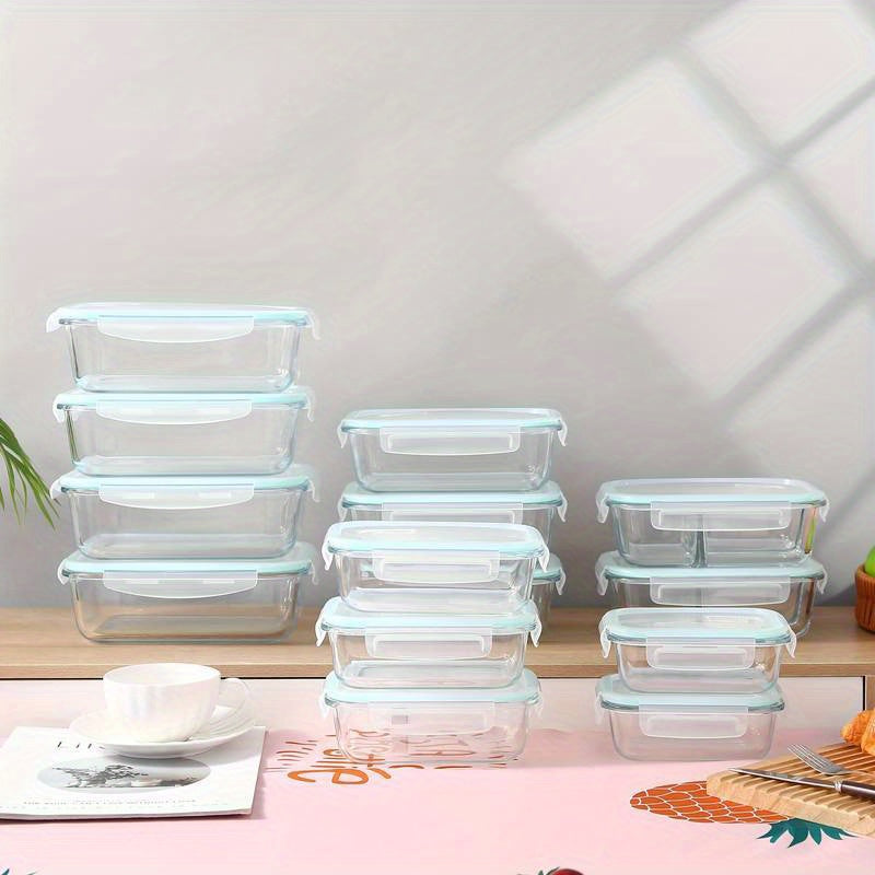 1pc Borosilicate Glass Lunch Box with Lid - Microwave & Dishwasher Safe Rectangular Food Storage Container for Students, Office Workers & Meal Prep - Leak-Proof, Stackable & Oven Safe (Freezer Friendly)