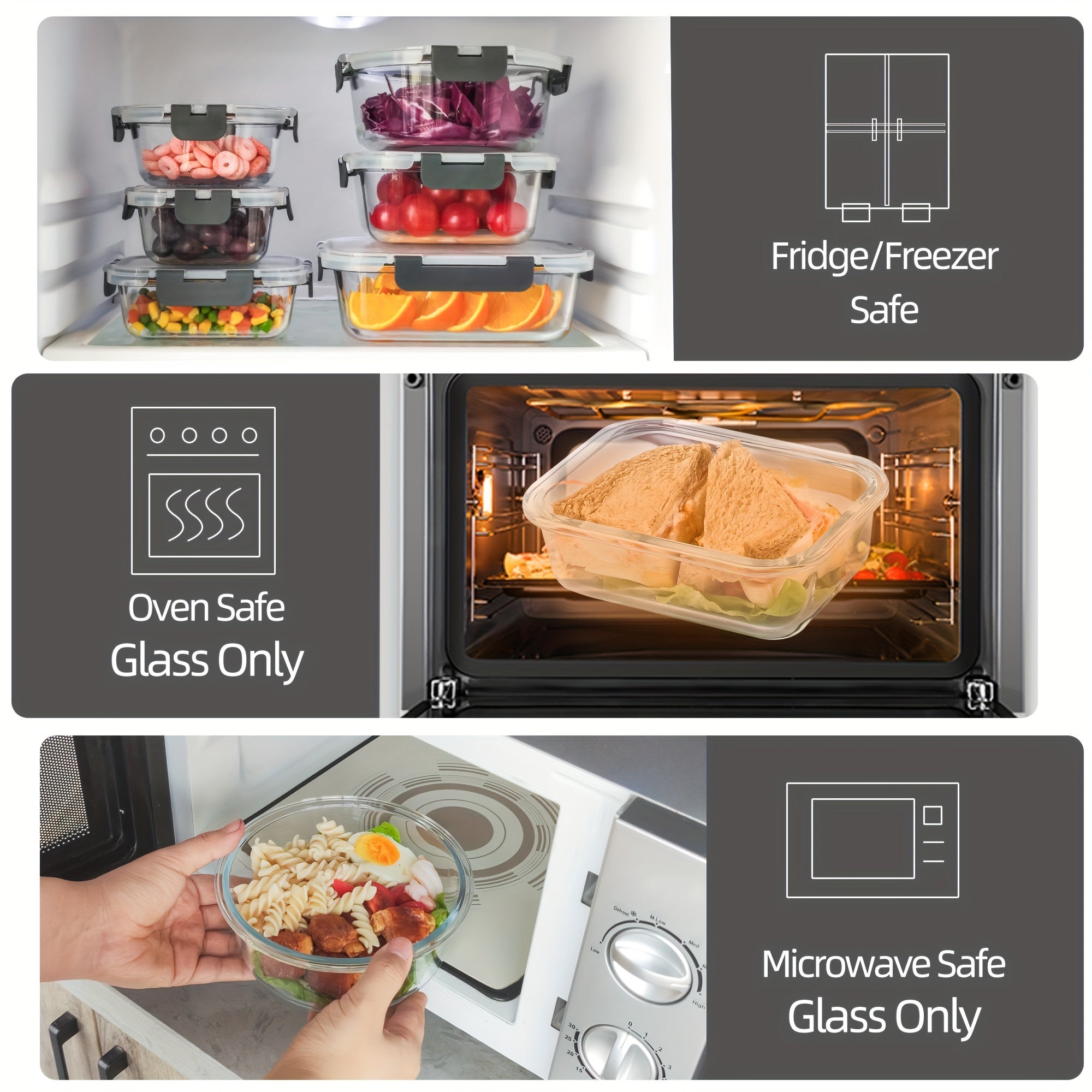 12 Pack (12 Containers + 12 Lids) Glass Storage Containers with Lids, Leak-Proof Meal Prep Containers, Dishwasher, Microwave, Oven, Freezer Safe Glass Food Storage Containers for Leftovers, to Go