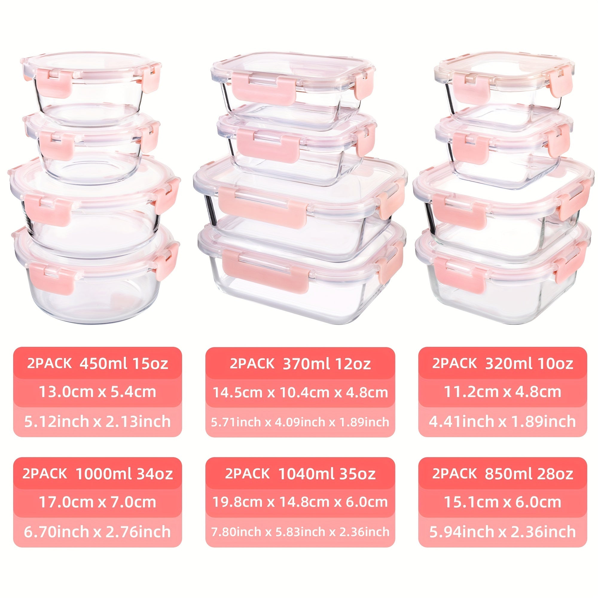 12 Pack (12 Containers + 12 Lids) Glass Storage Containers with Lids, Leak-Proof Meal Prep Containers, Dishwasher, Microwave, Oven, Freezer Safe Glass Food Storage Containers for Leftovers, to Go