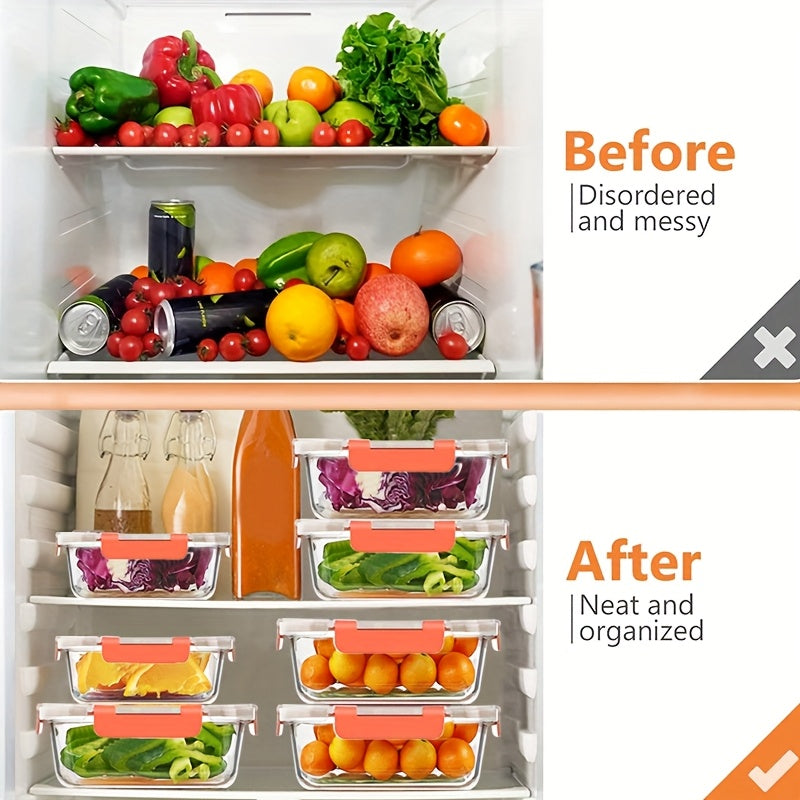 [20pcs Glass Crisper Set] 20pcs Large Capacity Food Grade Glass Crisper Set | Reusable Food Storage Box with Lid for Microwave, Refrigerator, Heating, Freezing, Storage, Pre-meal Preparation | 10 LIDS + 10 Glass Bowls, No Electricity Required