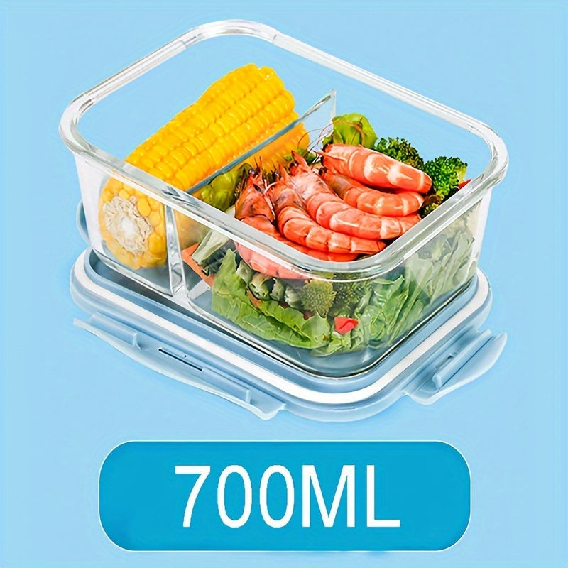 Microwave & Freezer Safe Glass Lunch Box with Silicone Seal - Leakproof Bento Box for School, Office, Camping & Picnics