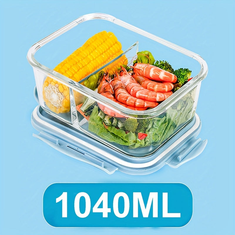 Microwave & Freezer Safe Glass Lunch Box with Silicone Seal - Leakproof Bento Box for School, Office, Camping & Picnics