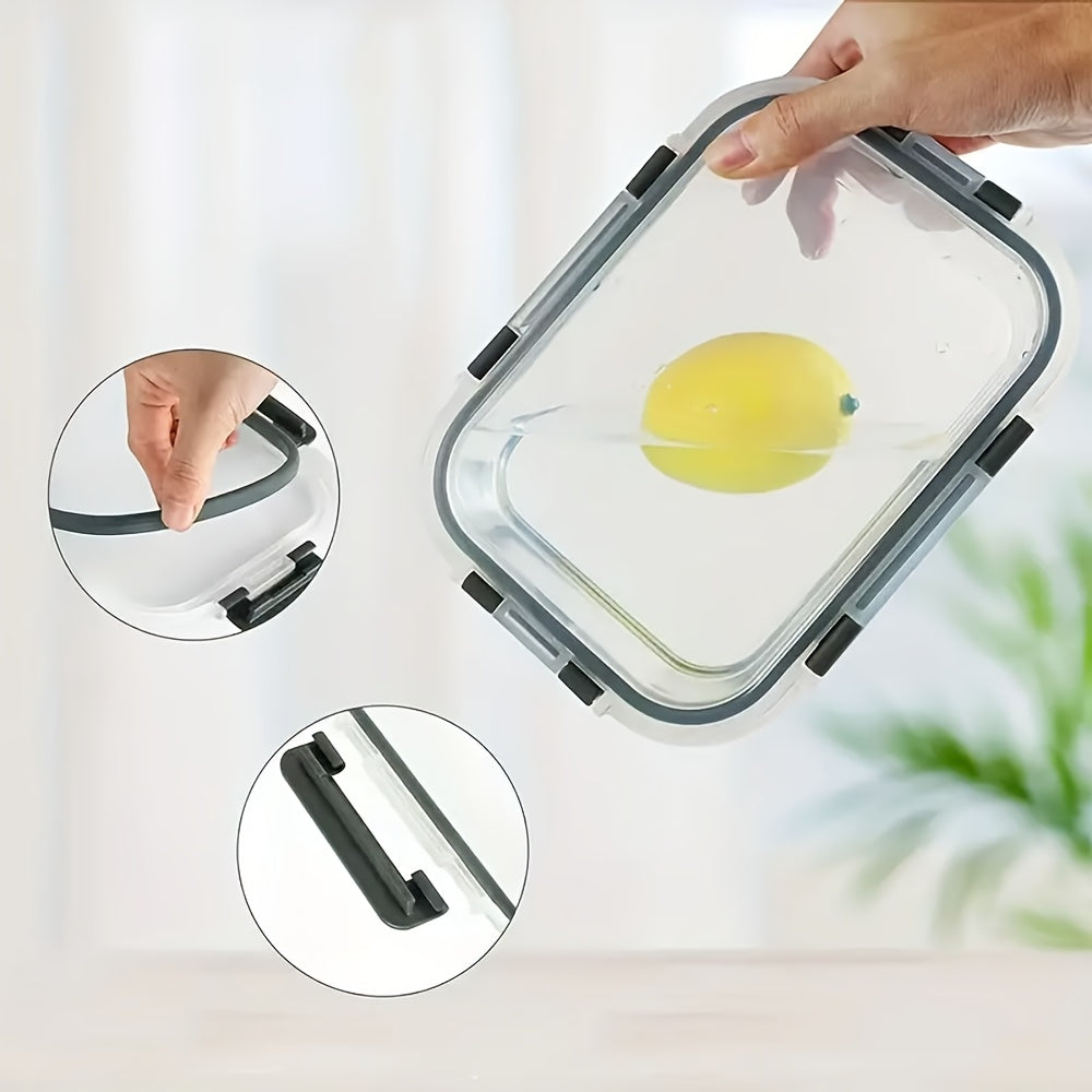 1pc Black Edge Transparent Lid Rectangular 35.17oz with Sealed Lid High Borosilicate Thickened Glass Food Storage Container Leak-proof Microwave Oven and Freezer Safe Built-in Silicone Ring with Four-Sided Locking Double Sealing Airtight Lid Stackable