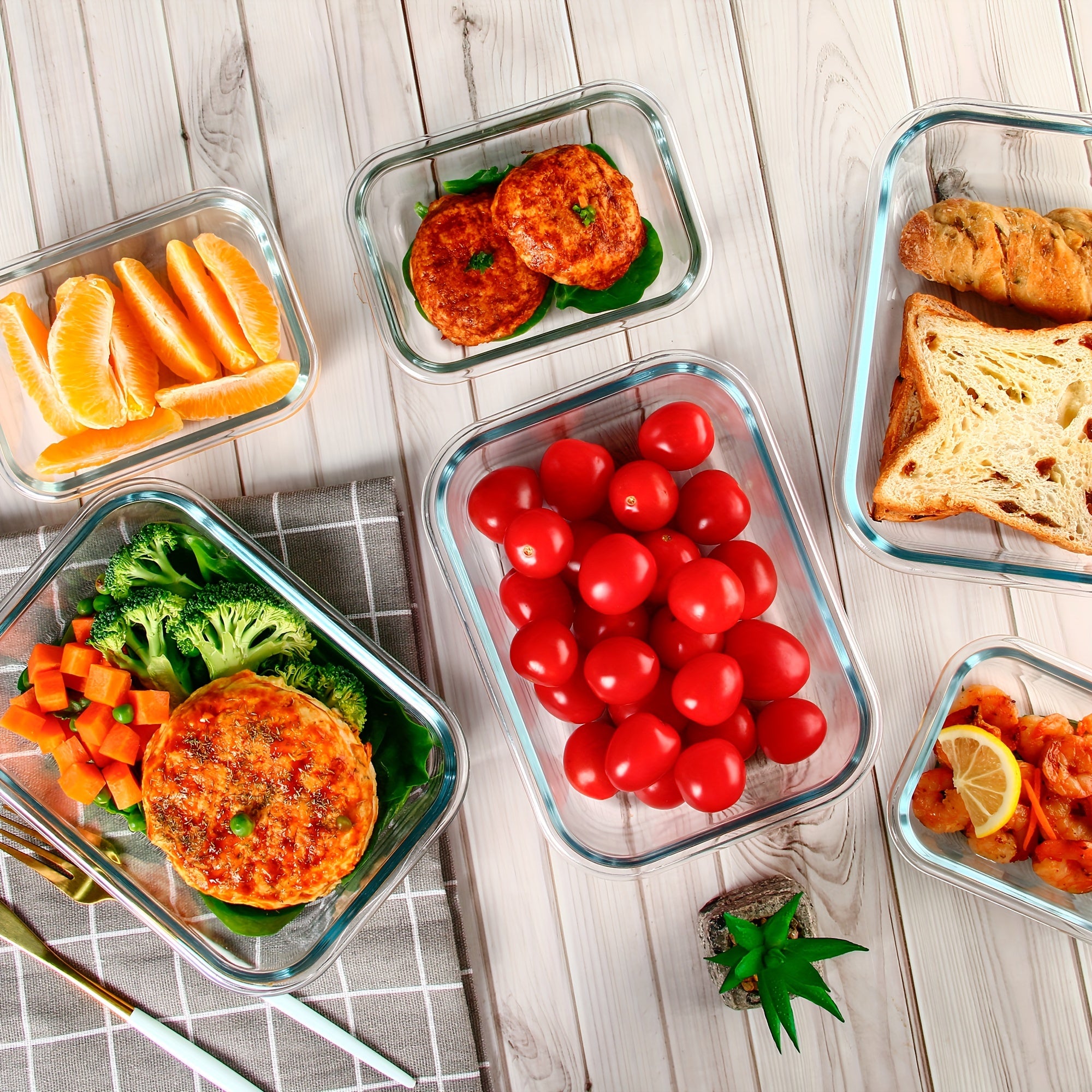 [10-PACK] High Borosilicate Glass Meal Prep Containers Set, Food Storage Containers with Airtight Leakproof Lids, For Home Kitchen Office Lunch Restaurant