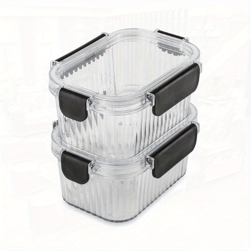 2pcs Clear Glass Food Storage Containers with Black Handles - Airtight, Microwave-Safe, Perfect for Cakes, Cookies, and More - Stackable Design for Easy Organization, Cake Storage|Stackable Containers|Secure Lid Closure, Cake Storage Containers