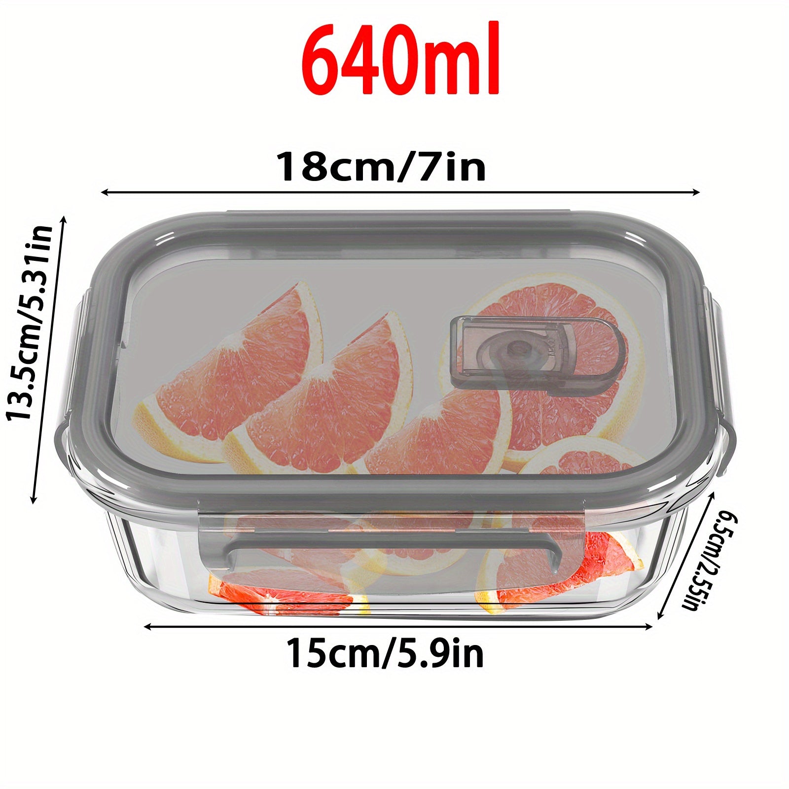 1pc Glass Lunch Box Set with Lid (Grey) - Borosilicate Glass Lunch Box, Baking Container with Snap Airtight Lids for Microwave, Glass Food Container, Microwave and Dishwasher Safe, Rectangular Food Storage Container for Students and Office Workers