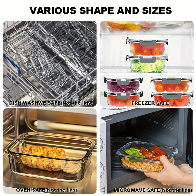 24pcs Glass Food Storage Containers with 12 Boxes + 12 Lids Lids, Meal Prep, Pantry Kitchen Storage Containers for Lunch, Leak Proof, Airtight Glass Lunch Bento Boxes for Microwave, Oven, Freezer And Dishwasher
