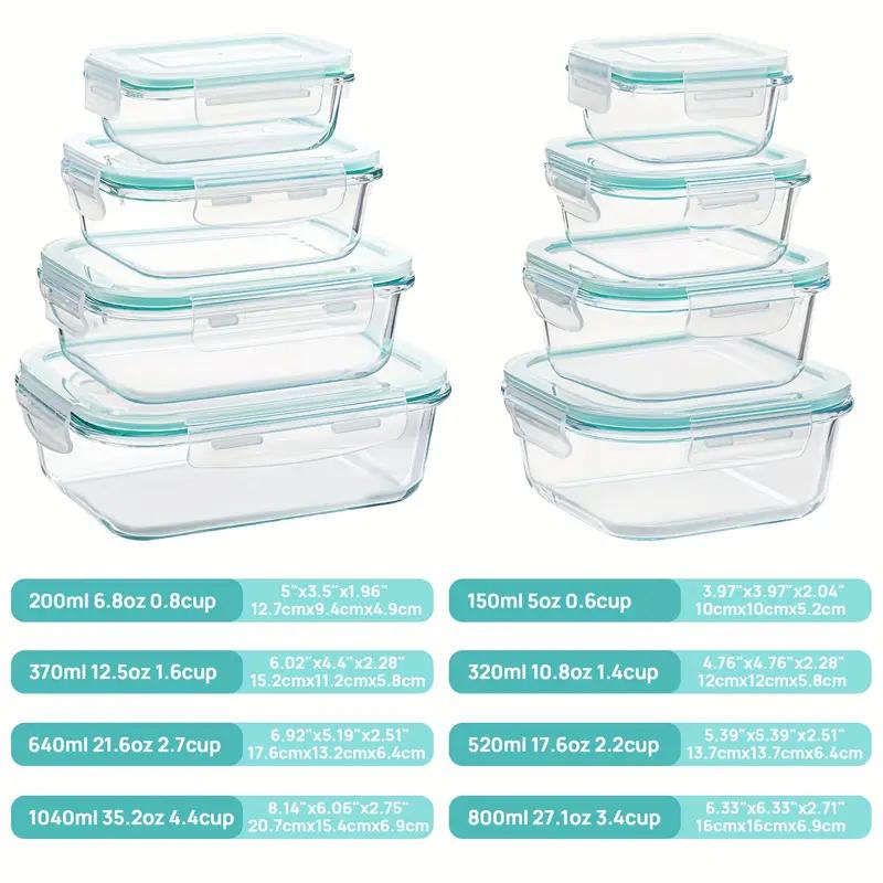 16pcs Borosilicate Glass Serving Containers with Lids, Airtight Lunch Boxes for Food Storage, Microwave, Oven, Freezer & Dishwasher Safe, Ideal for Leftovers, Vegetables, Sandwiches & Meal Prep
