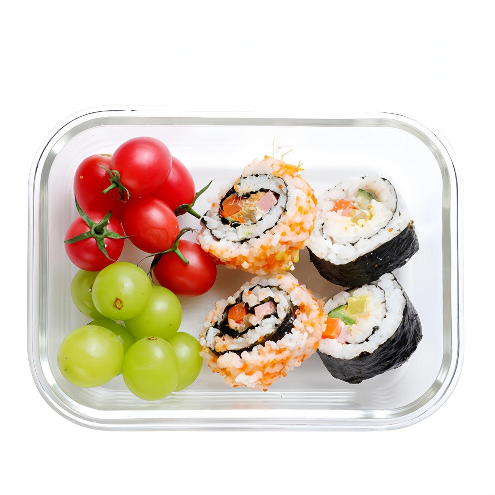 1pc Green Rectangular 35.17oz Borosilicate Thickened Glass Food Storage Container Leak-Proof, Healthy and Safe, Microwave and Oven Heatable, Refrigerator Freezer, Built-in Silicone Ring with Four-Side Locking Dual Seal, Airtight Lid, Stackable, Reusable