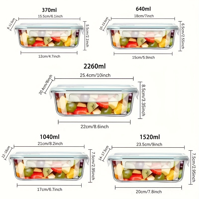 1pc Borosilicate Glass Lunch Box with Lid - Microwave & Dishwasher Safe Rectangular Food Storage Container for Students, Office Workers & Meal Prep - Leak-Proof, Stackable & Oven Safe (Freezer Friendly)