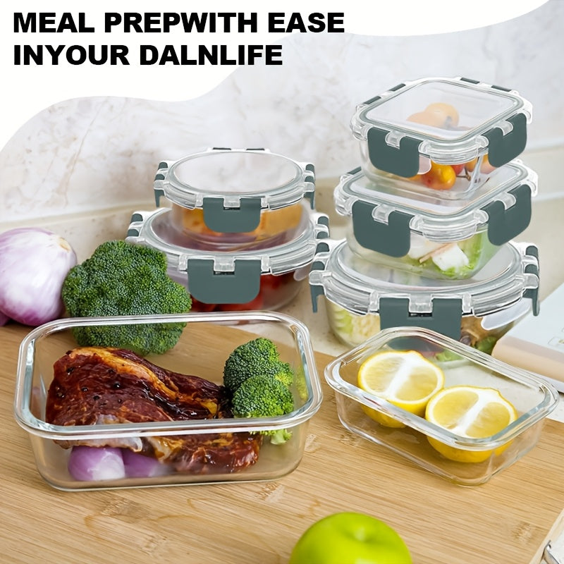 24pcs Glass Food Storage Containers with 12 Boxes + 12 Lids Lids, Meal Prep, Pantry Kitchen Storage Containers for Lunch, Leak Proof, Airtight Glass Lunch Bento Boxes for Microwave, Oven, Freezer And Dishwasher