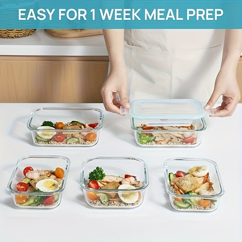 16pcs Glass Storage Containers with Lids (8 Food Storage Containers And 8 Lids), Rectangular Glass Meal Preparation Containers, Microwaveable Bento Boxes, Freezer Storage Containers, Food Service Delivery Boxes