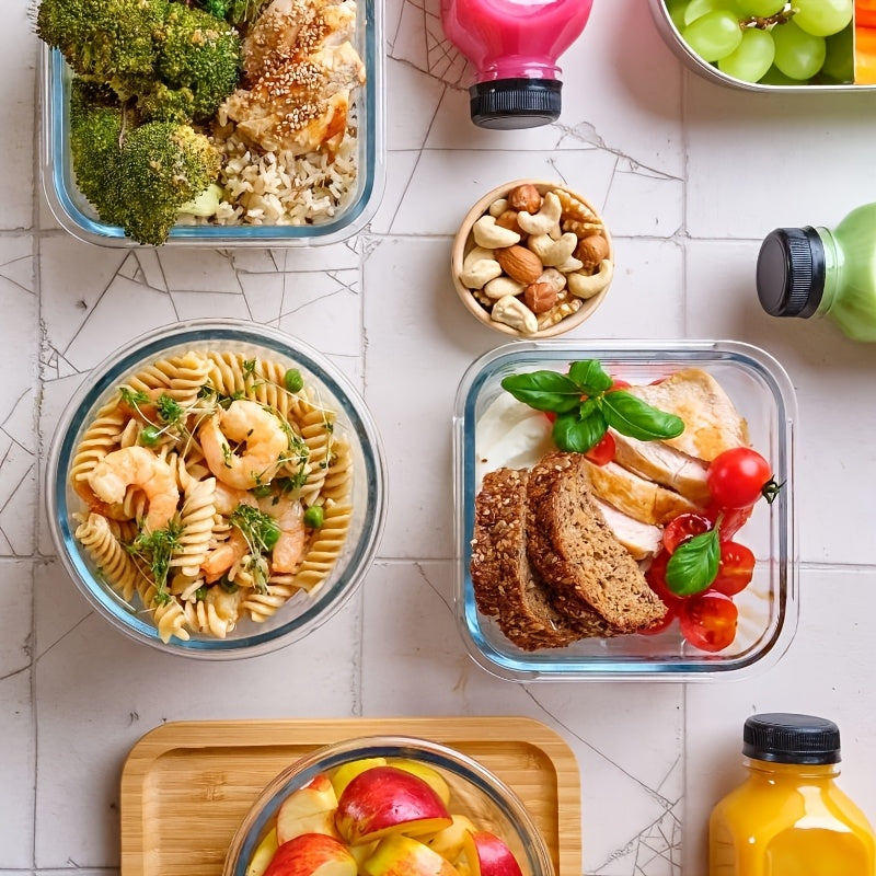 [24pcs Glass Food Storage] 24pcs (12 Glass Bowls +12 LIDS) Reusable Glass Food Storage Containers | Coffee Capsule Storage Boxes, Bento Boxes For Refrigerators, Dishwashers, Office, School, Camping | Kitchen Gifts