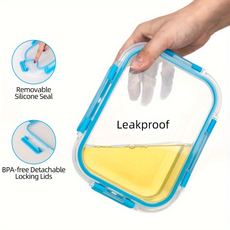 24pcs Airtight Glass Food Storage Containers with Lids - Stackable, Microwave-Safe, Reusable Rectangular Containers for Meal Prep, Salads, Fruits & Vegetables - Perfect for Home & Office Use, Glass Food Storage