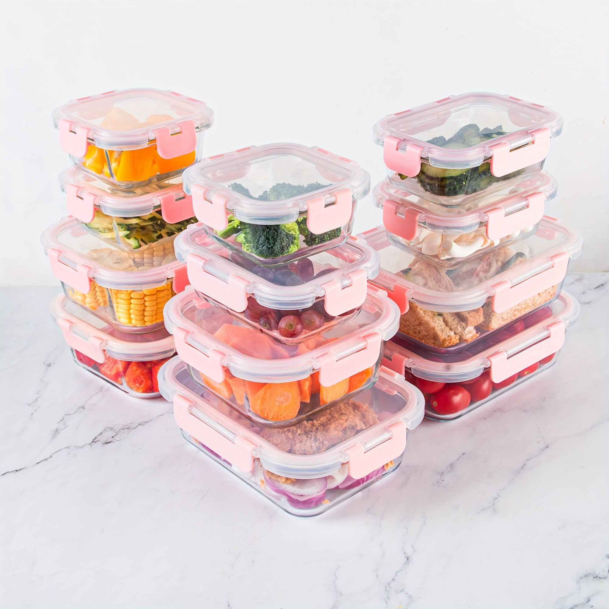 [12-PACK] High Borosilicate Glass Food Storage Containers Set, Glass Food Meal Prep Containers With Leakproof Airtight Lids, Perfect For Home Kitchen Office Lunch Portion Control