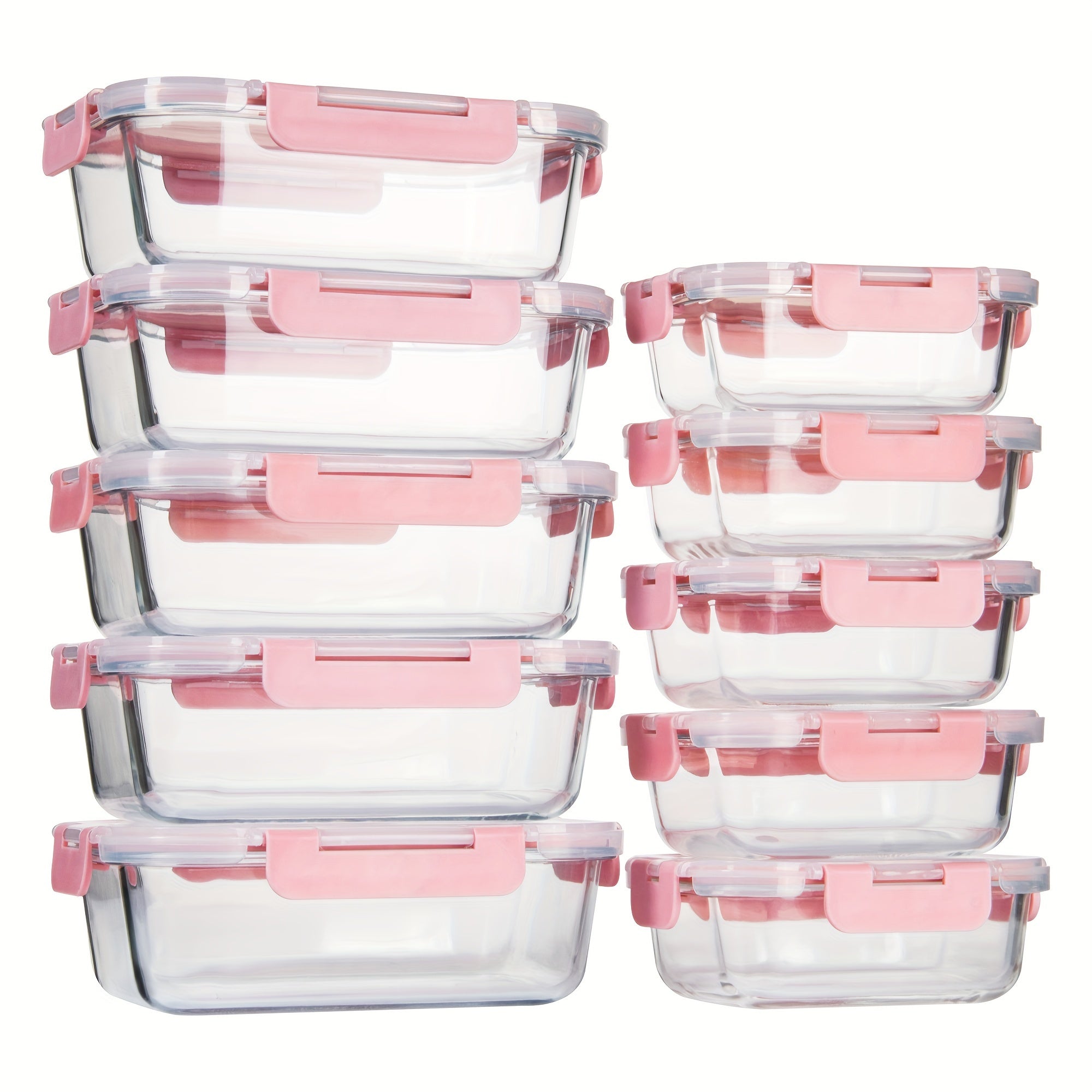 [10-PACK] High Borosilicate Glass Meal Prep Containers Set, Food Storage Containers with Airtight Leakproof Lids, For Home Kitchen Office Lunch Restaurant