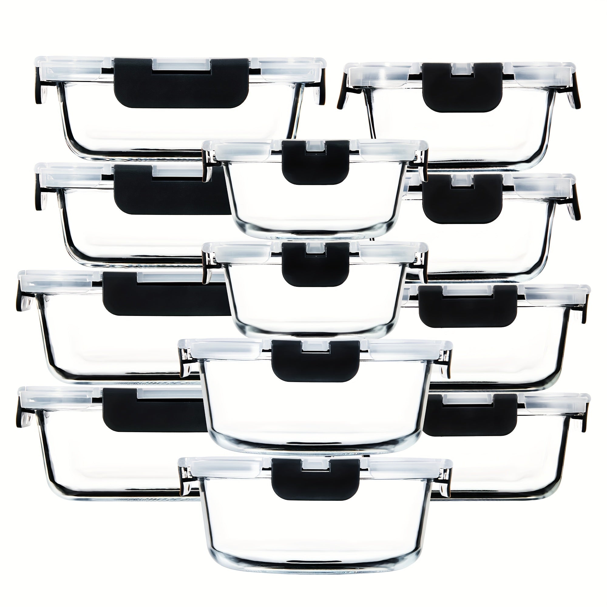 12 Pack (12 Containers + 12 Lids) Glass Storage Containers with Lids, Leak-Proof Meal Prep Containers, Dishwasher, Microwave, Oven, Freezer Safe Glass Food Storage Containers for Leftovers, to Go