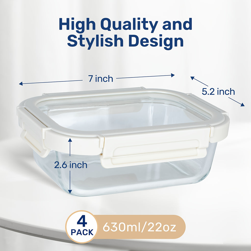Containers for Meal Preparation Made of Glass with Unique Lids, Safe for Food, Suitable for Lunch Storage, Organizing Pantry Items, And Can Be Used from Freezer to Oven Without Leaking.