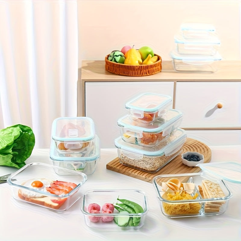 1pc Borosilicate Glass Lunch Box with Lid - Microwave & Dishwasher Safe Rectangular Food Storage Container for Students, Office Workers & Meal Prep - Leak-Proof, Stackable & Oven Safe (Freezer Friendly)