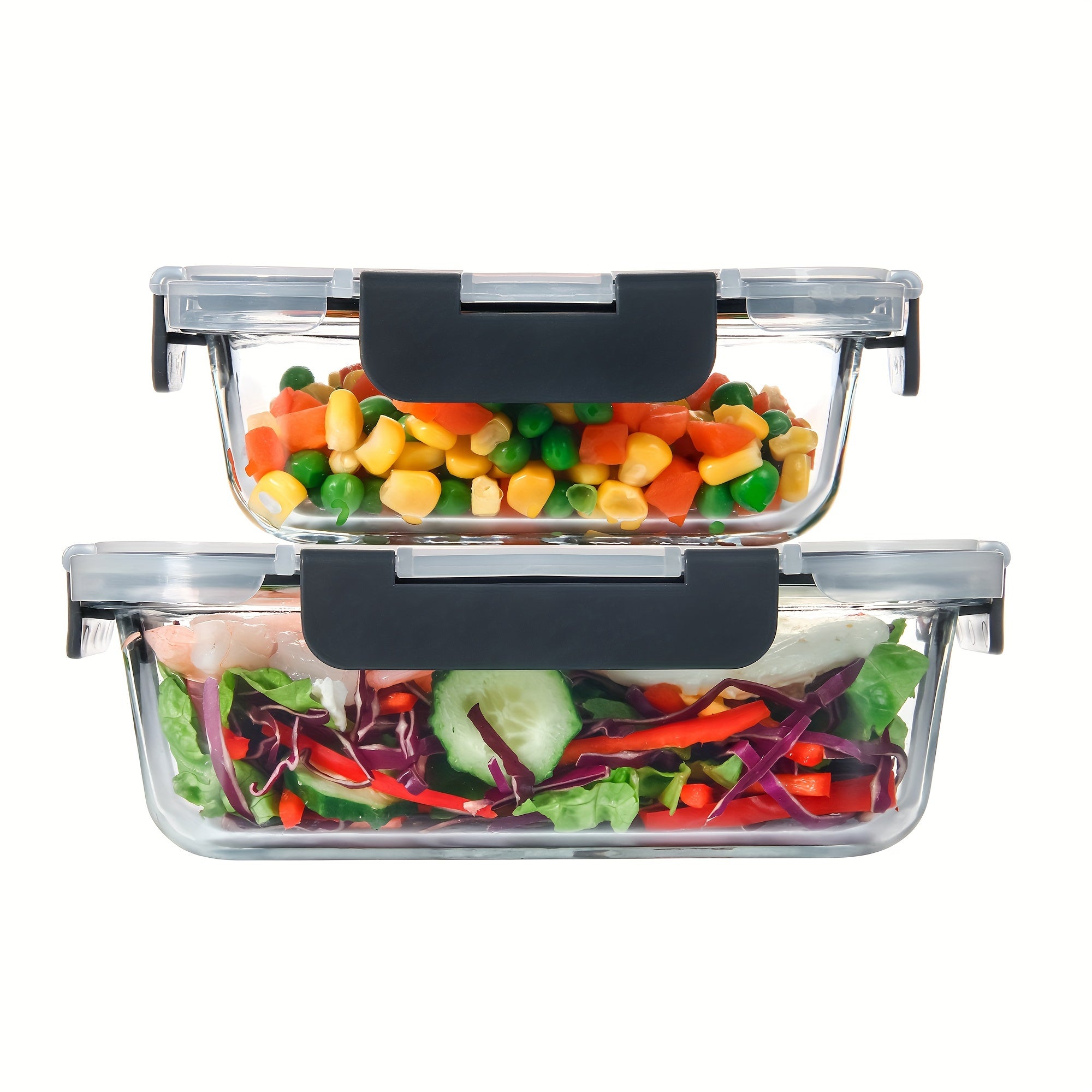 2 Pack Glass Food Storage Containers With Airtight Lids, Ideal For Meal Prep, Lunches - Microwave And Dishwasher Safe